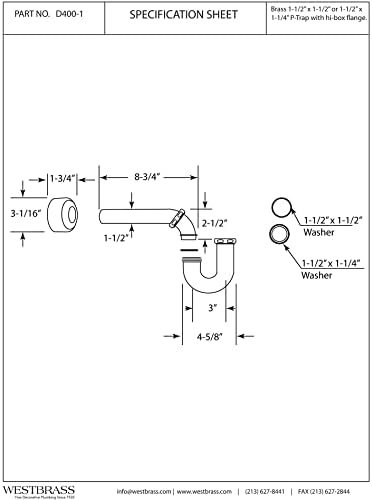 Westbrass D400-1-07 1-1/2" OD 17 gauge P-Trap - Image 5