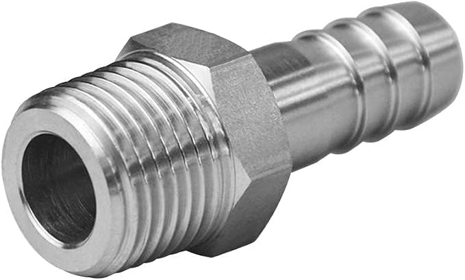 Stainless Steel Hose Barb Fitting 3/8" Hose Barb to 1/8" NPT Male Thread Hex - Image 6
