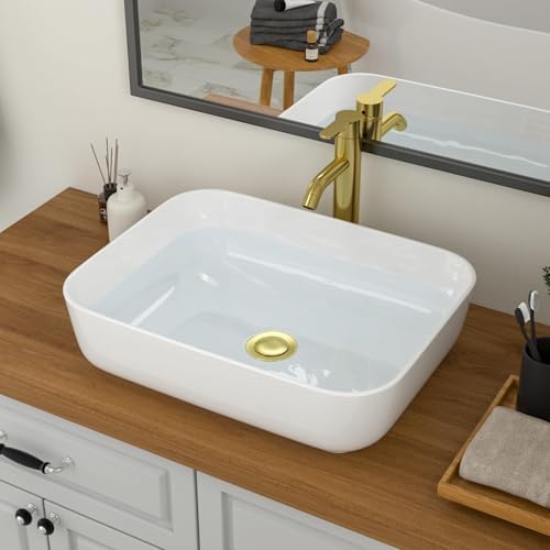 Logmey 19 Inch Bathroom Sink 19x15 Bathrooom Sinks White Vessel Sink Porcelain by Logmey