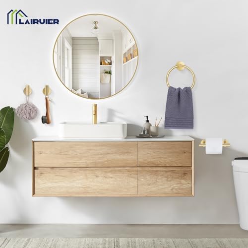 Brushed Gold Bathroom Hardware Set, Toilet Paper Holder, Towel Ring & Hooks - Image 7