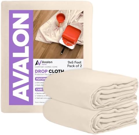 Canvas Drop Cloth for Painting 9x6 feet Pack of 2-8oz Painters Drop Cloths for by Unknown