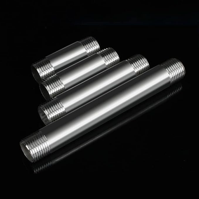 304 Stainless Steel Nipple Pipe Fitting 1/2" NPT X 1/2" NPT Male Thread Cast - Image 2