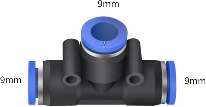 5 Pcs 9mm x 9mm x 9mm Pneumatic T Shaped 3 Way Tube Reducer Connector, Quick - Image 2