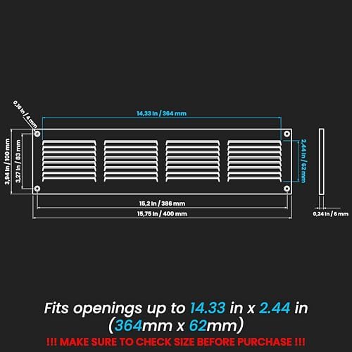 Repa Market 2-Pack Air Vent Cover 16x4 Inch Black Galvanized Steel Louvered - Image 2
