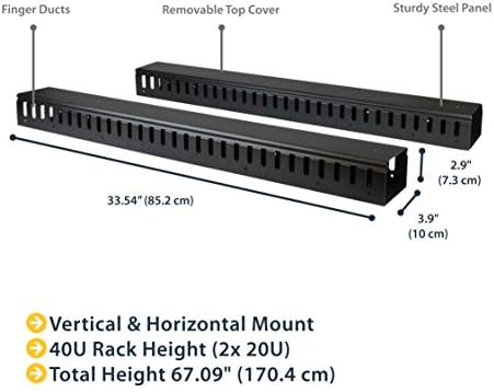 StarTech 40U Vertical Cable Manager, Finger Ducts - Image 2