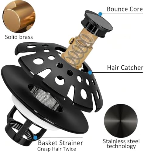 AzWzz Bathroom Sink Drain Strainer, 3 in 1 Pop Up Bathroom Sink Stopper - Image 6