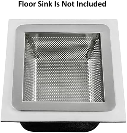 GSW Stainless Steel Floor Sink Drain Basket Strainer 10”W x 10”L x 5”H - Image 5