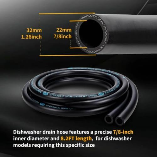 Kitchen Dishwasher Discharge Hose 8.2 FT Rubber Universal Replacement - Image 2
