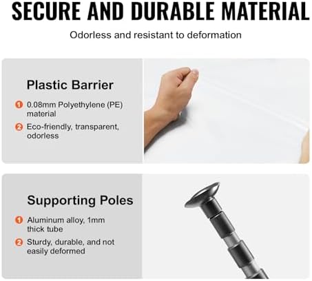 VEVOR Dust Barrier Poles, 12 Ft Barrier Poles, Dust Barrier System - Image 4