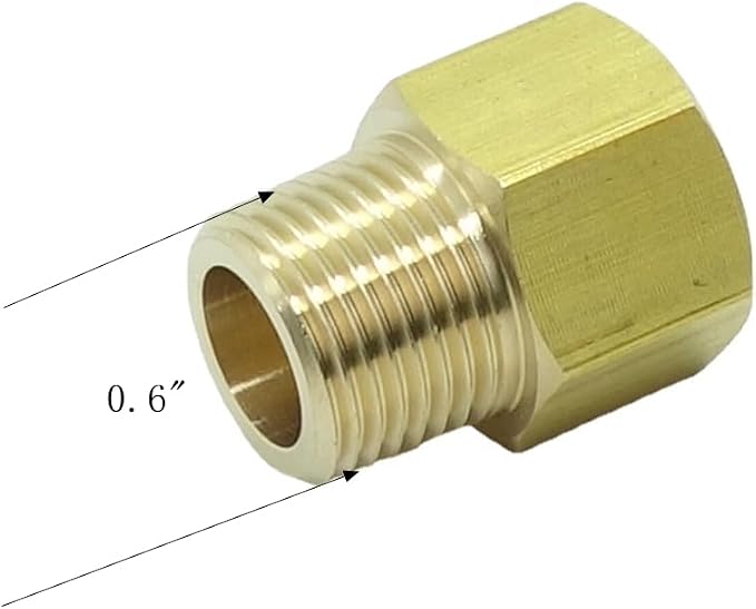 2 Pcs 3/8" NPT Pipe Male x M16 x1.5 Female Metric Gauge Adapter Brass - Image 2