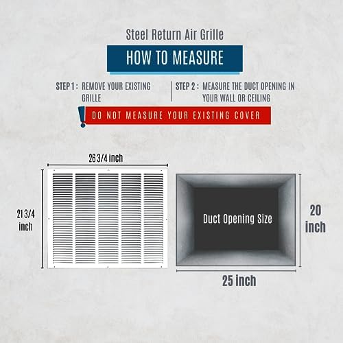 Fits 25x20 Duct Opening | Steel Return Air Grille by Handua | Vent Cover Grill - Image 2