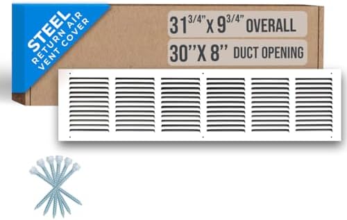 Fits 30x8 Duct Opening | Steel Return Air Grille by Handua | Vent Cover Grill by Handua