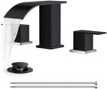 FORIOUS Bathroom Faucet Waterfall 3 Hole 8 Inch Black and Brushed Nickel by FORIOUS