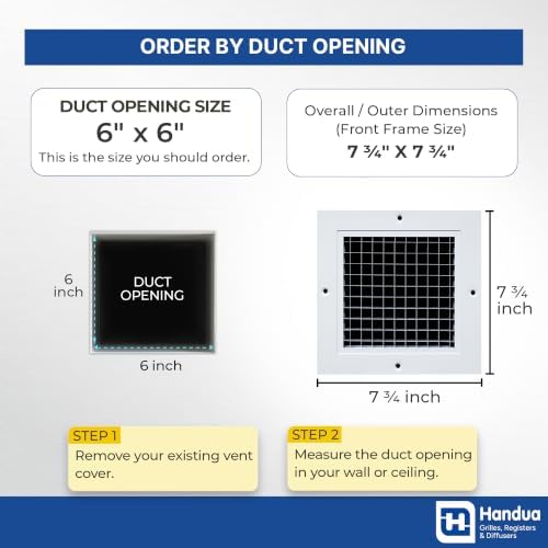 Fits 6x6 Duct Opening | Aluminum Eggcrate Return Air Grille | Low Noise & High - Image 2
