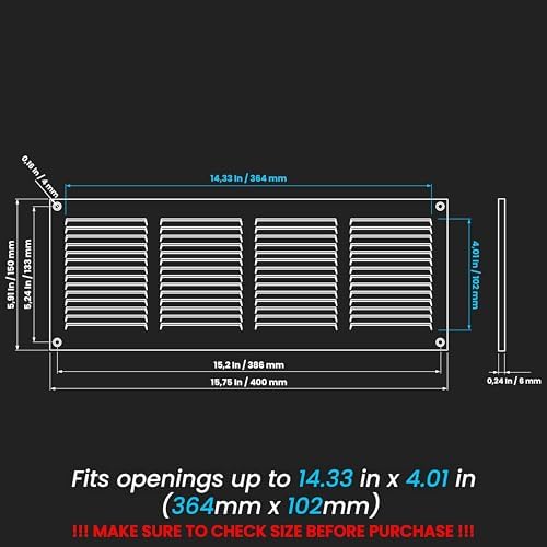 Repa Market Air Vent Cover 16x6 Inch White Galvanized Steel Louvered Grill Cover - Image 2