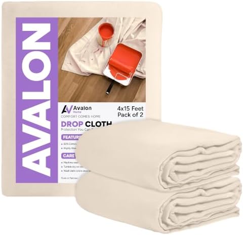 Canvas Drop Cloth for Painting 4x15 feet Pack of 12-8oz Painters Drop Cloths by Unknown