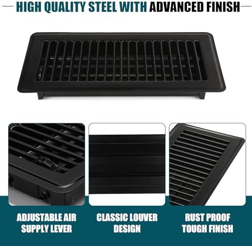 VOISEN Floor Register 4x10, 10 Pack Black Floor Register Vents - Image 6