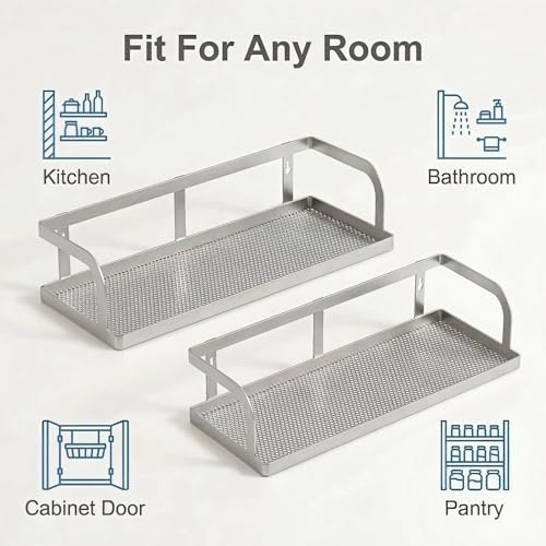 PUSDON 2-Pack 16.5" Extra Long Slim Hollowout Shower Caddy, Wall Mount Spice - Image 6