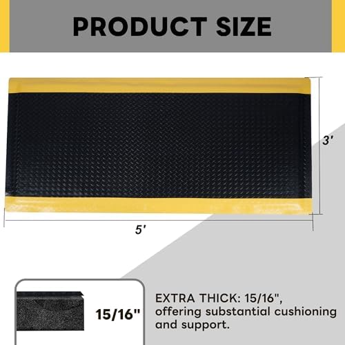 Nisorpa Anti Fatigue Mats Industrial 3' x 5' Ergonomic Standing Mat 15/16" - Image 3