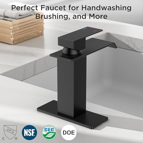 FORIOUS Bathroom Faucet 1 Hole Single Handle Vanity Sink Faucet Matte Black - Image 7