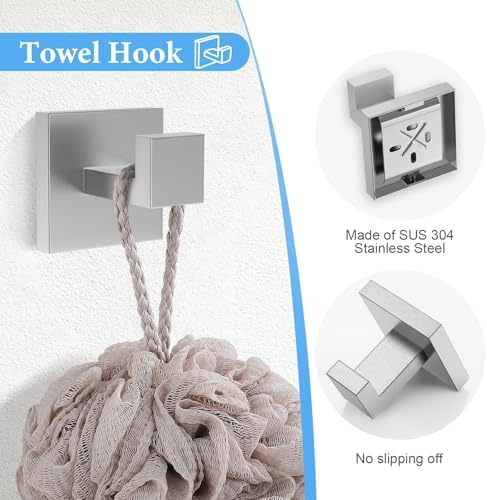 TURS 5-Piece Bathroom Hardware Set Brushed Nickel Towel Bar Set 23.6inch Bath - Image 5