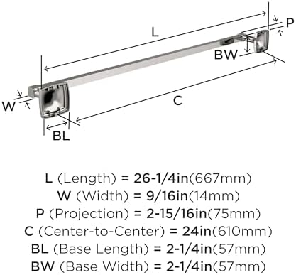 Amerock Stature 24" Polished Nickel Towel Bar - Image 3