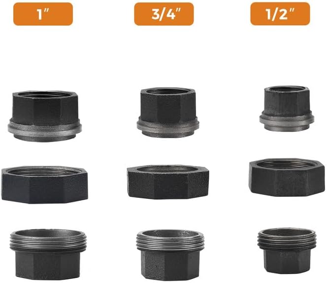 1" Black Pipe Fittings Union Home Expert 4 Pack | Malleable Cast Iron Pipe - Image 6