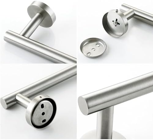 Nolimas Brushed Nickel Bath Towel Bar Single Bars Towel Rack Rod Classic Wall - Image 6