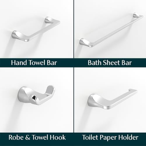 Mega Handles Bathroom Accessory Set Polished Chrome - Image 2