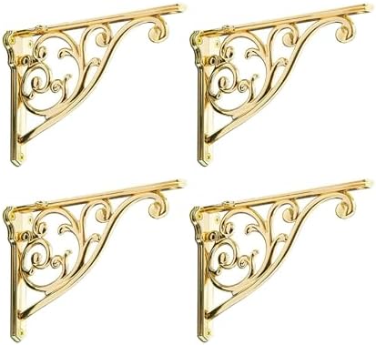 Shelf Brackets 4 Inch 4 Pack Heavy Duty Gold Wall Bracket Victorian Kitchen by khtumeware