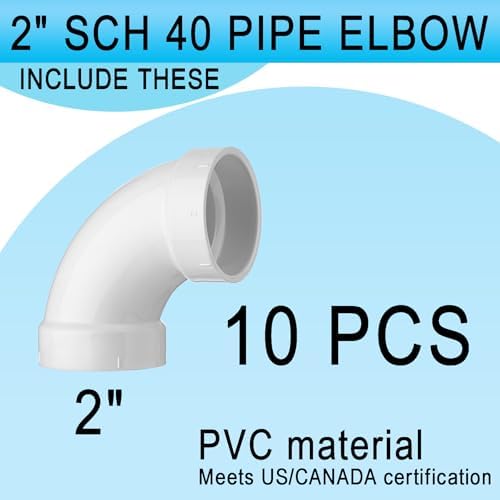 Asterbacks 2 inch PVC 90 Degree Elbow Schedule 40 White Pipe Fittings - Image 5