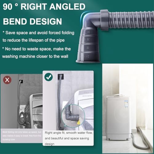 7ft Washing Machine 90 ° Right Angle Drain Hose - Image 2
