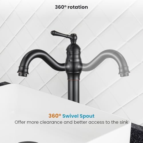 gotonovo Vintage Bathroom Vessel Sink Faucet, Oil Rubbed Bronze, No Drain - Image 5