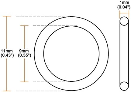 uxcell Nitrile Rubber O-Rings 11mm OD 9mm ID 1mm Width, Metric Sealing Gasket - Image 3