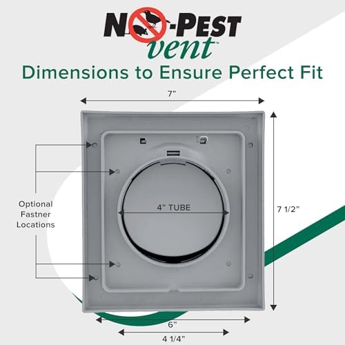 NO-PEST VENT Dual Door Dryer Vent Cover 4 Inch Outdoor, Made in USA, Highest - Image 5