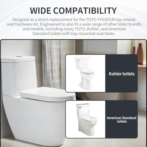 4Pack THU651N Top Mount Seat Hardware Fits ToTo Skirted Toilet - Image 4