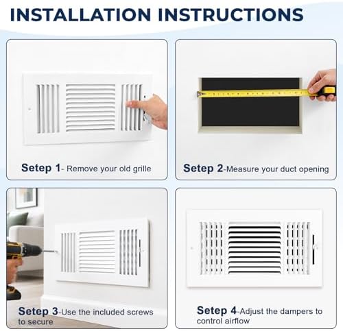 6PK 10 x 4 Inch Air Ceiling Vent Cover Fit 10"W x 4"H Duct Opening - Image 6
