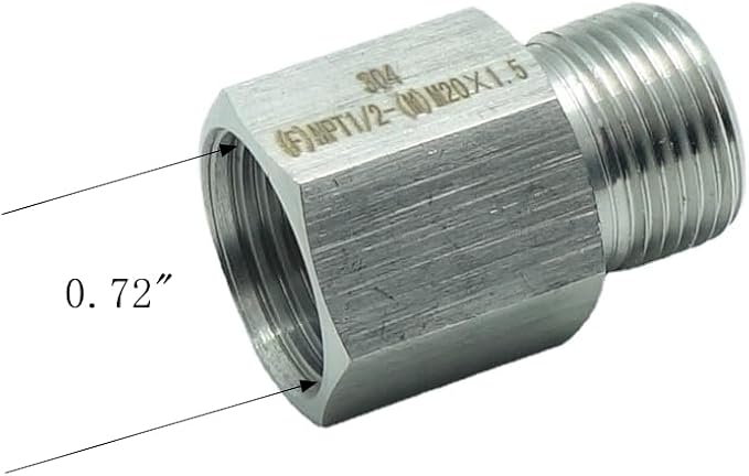 1 Piece 1/2" NPT Pipe Female x M20*1.5 Male Metric Gauge Sensor Adapter - Image 2