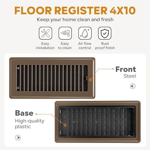 4" x 10" Floor Vent Covers Brown 4 Pack, Heavy Duty Walkable Vent Covers - Image 3