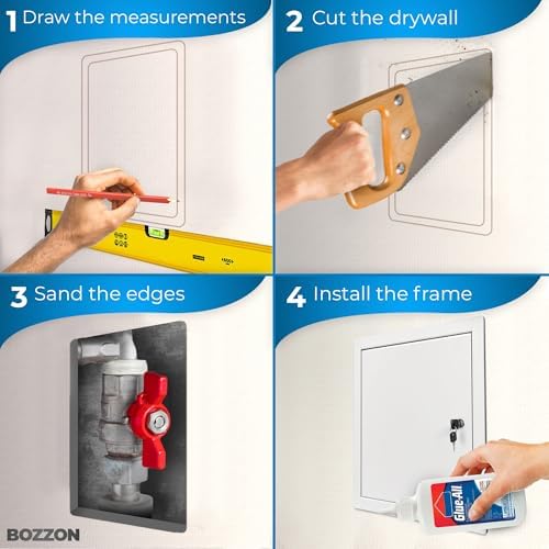 BOZZON Access Panel for Drywall 8 x 8 inch – Metal Door - Image 3