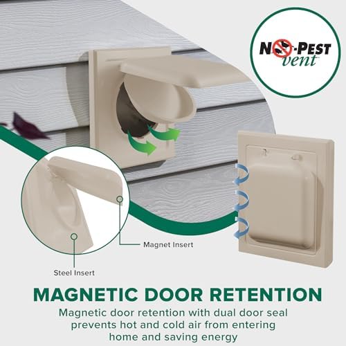 NO-PEST VENT Dual Door Dryer Vent Cover 4 Inch Outdoor, Made in USA, Highest - Image 2
