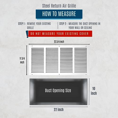 Fits 22x10 Duct Opening | Steel Return Air Grille by Handua | Vent Cover Grill - Image 3