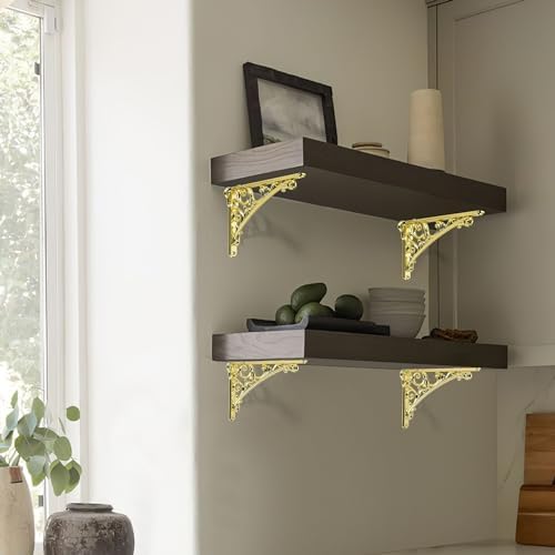 Khtumeware Polished Brass Shelf Bracket 6 Inch, Decorative Brackets - Image 4
