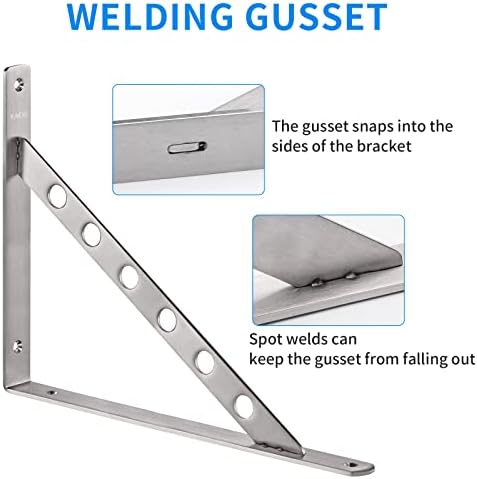 YUMORE 16 Inch Shelf Bracket, Heavy Duty L Bracket, 2 Pack - Image 3