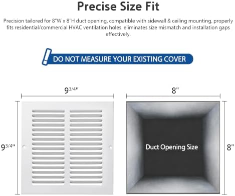 Steel Return Air Grille, Fits Universal Duct Opening, Stamped Durable Steel - Image 2