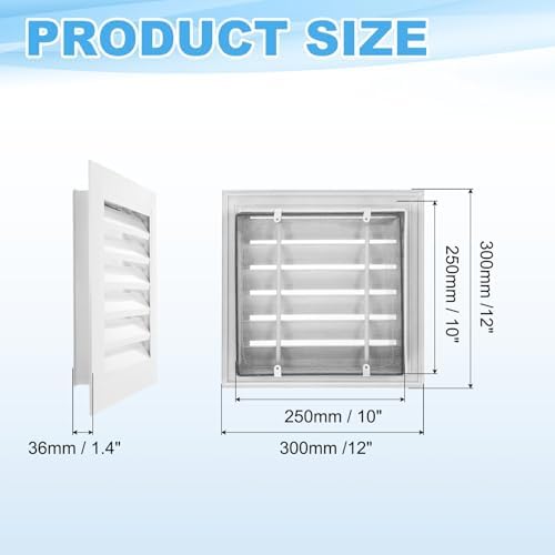 PATIKIL 12 x 12 Inch Gable Vent, 10 x 10 Inch Duct Opening Size - Image 2
