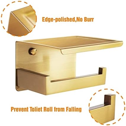 HITSLAM Gold Toilet Paper Holder, Stick on Brushed Brass Toilet Paper Holder - Image 5