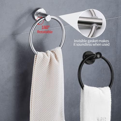 4pcs Matte Black Toilet Paper Holder and Towel Ring Set, Stainless Steel - Image 2