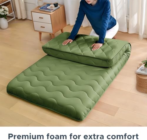 SCHNAUZER HOME Japanese Floor Mattress Futon Mattress Full 3.5" Thick Green - Image 5