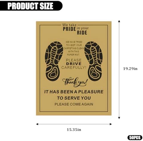 50PCS 16 x 20 Car Paper Floor Mat, Disposable Kraft Paper Vehicle Floor Foot - Image 2